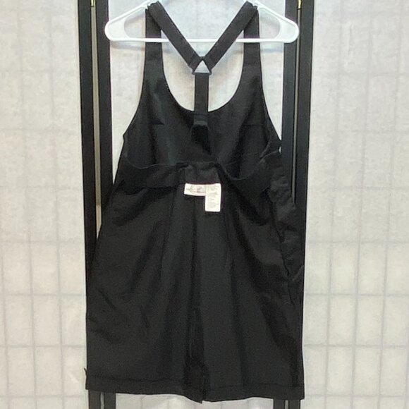 Kathie Lee Overall Racerback Side Button Back Slit Dress Jumper Sundress Black - Picture 6 of 13
